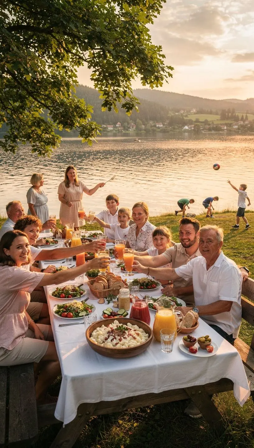 A plate of traditional bryndzové halušky topped with crispy bacon and sprinkled with fresh herbs.